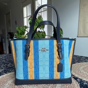 Coach Multicolor Striped Small Tote Bag